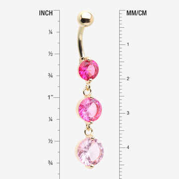 Detail View 1 of Golden Ombre Sparkle Chandelier Belly Button Ring-Pink